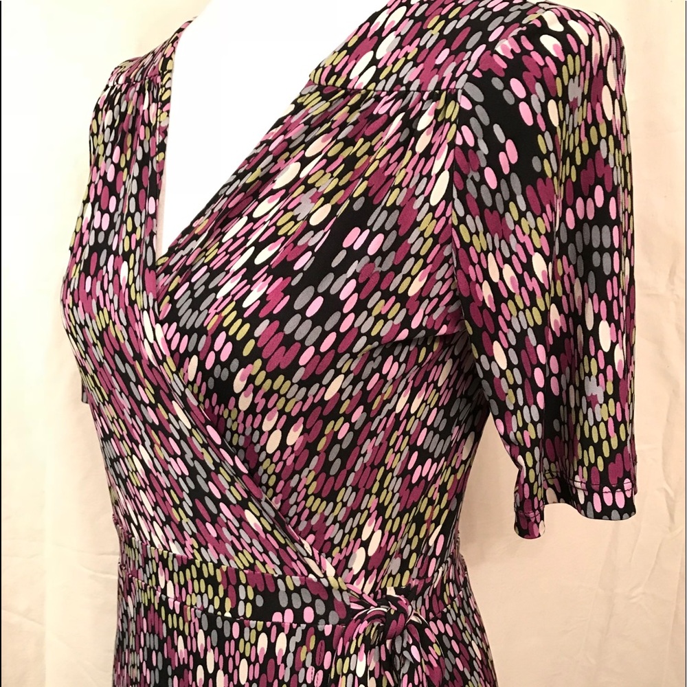 Lily Patterned V-Neck Wrap Dress